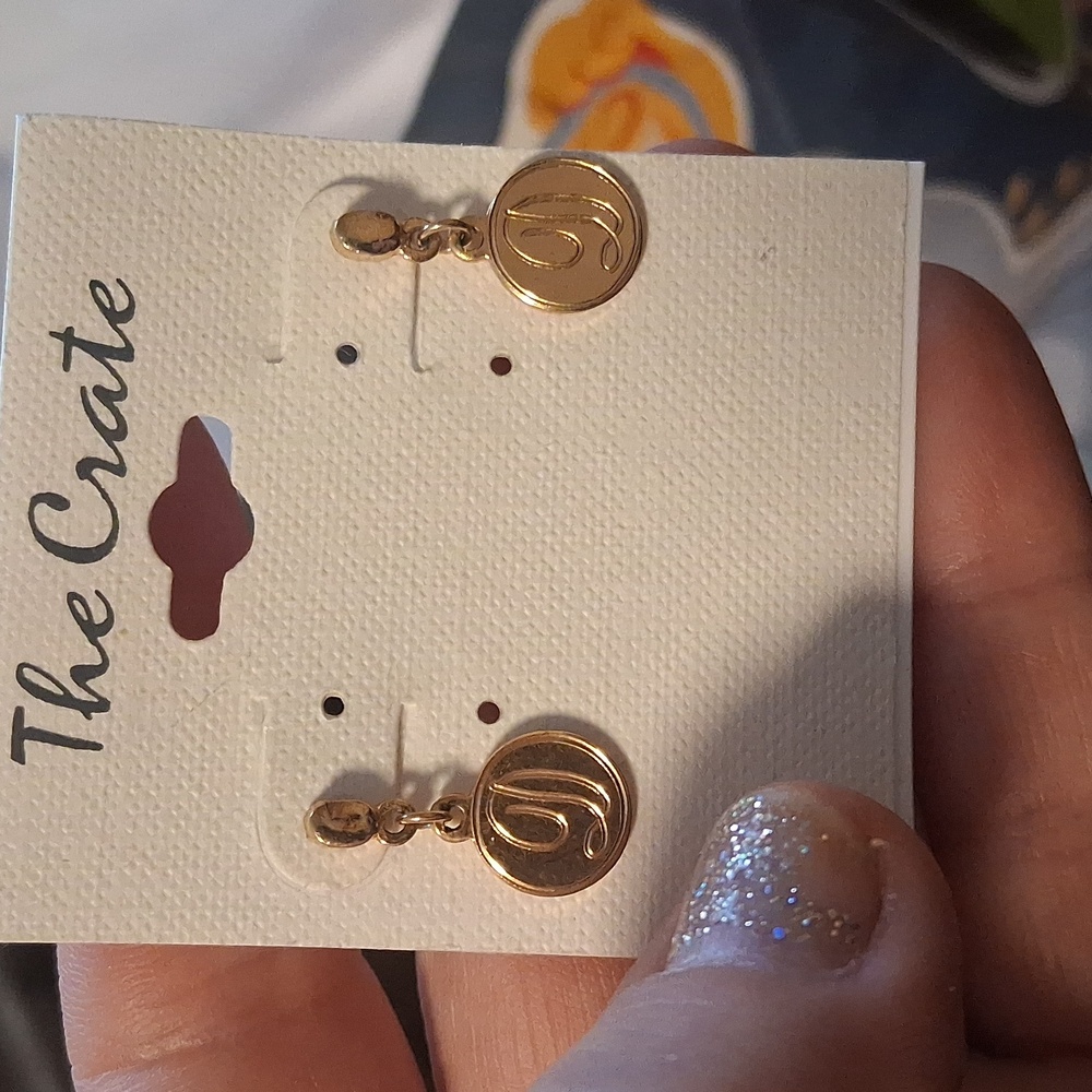 D Gold Initial Earrings